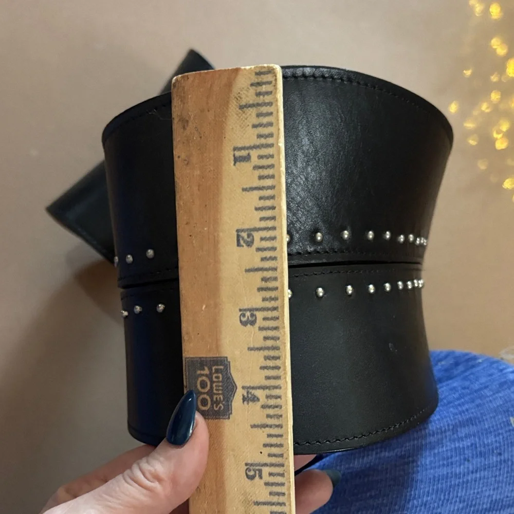 Streets Ahead Black Leather Belt with Silver Studs Small - Picture 10 of 14